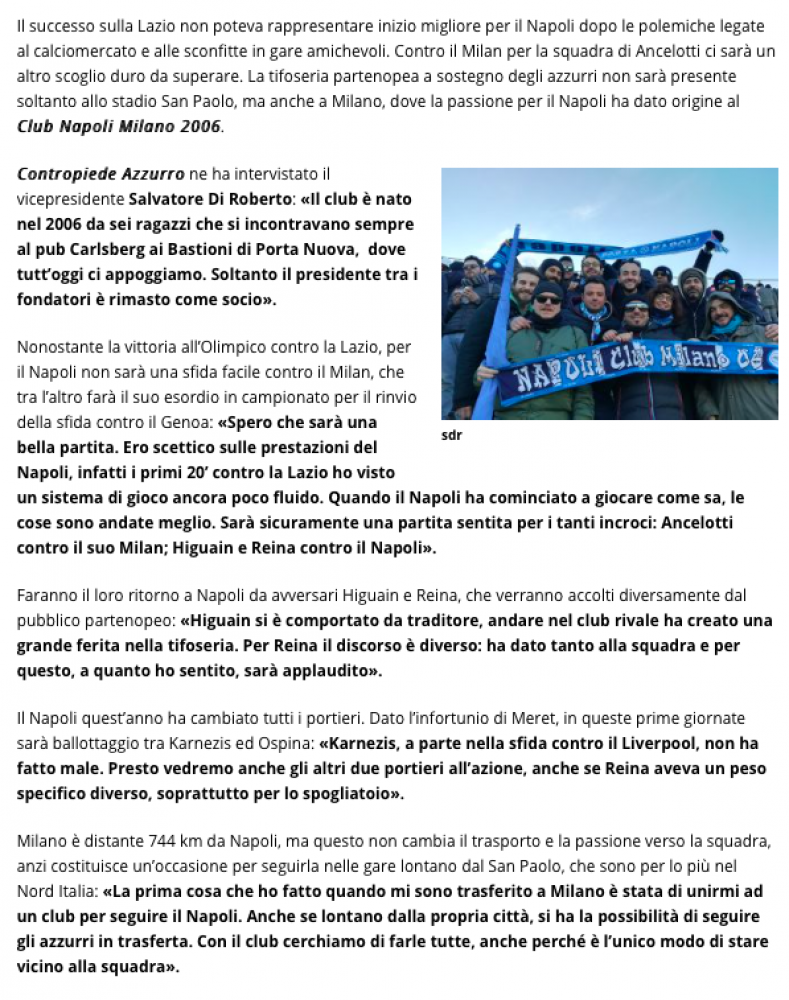 Intervista Inizio di Campionato - Contropiede Azzurro